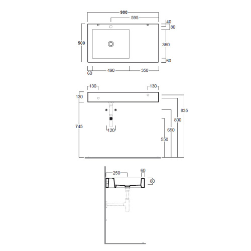 Раковина из санфаянса Simas FZ 11 bia 1 hole 90х50 подвесная цвет белый - фото 3